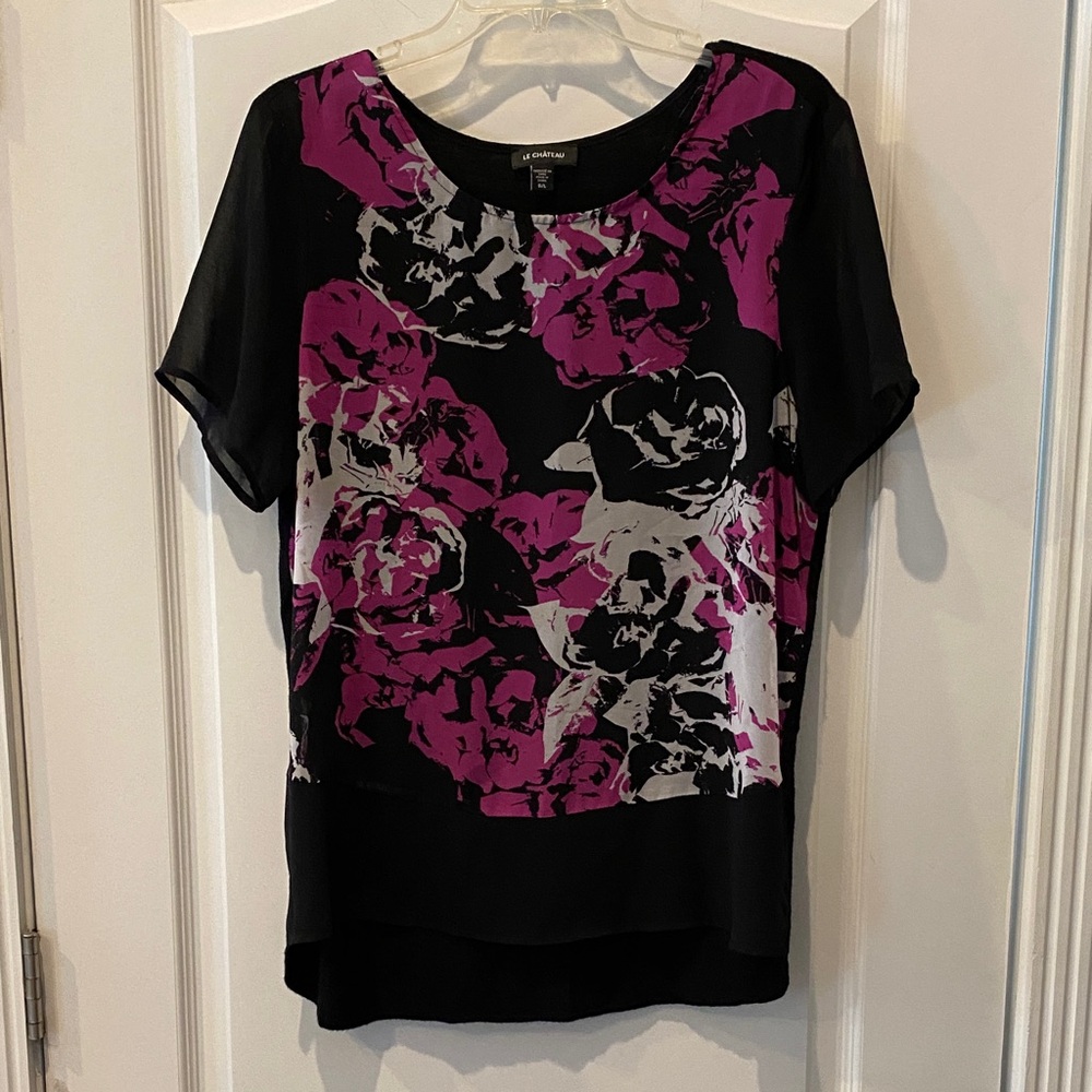 Le Chateau Black and Purple Floral Tunic